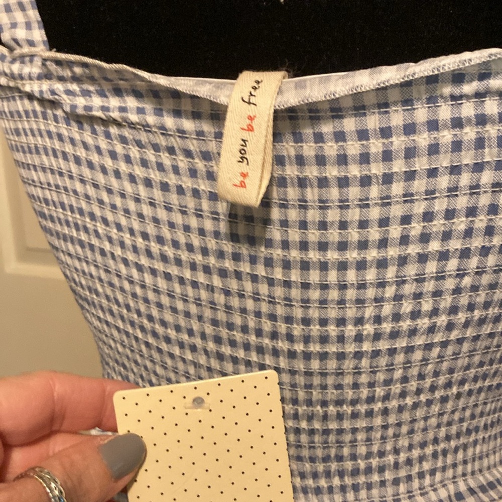 Bebop from Anthropologie blue and white gingham maxi NWT size XS - Picture 4 of 8